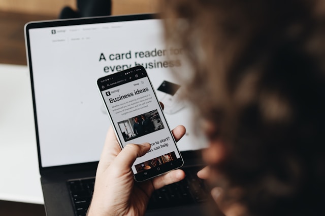 Modern building and people walking